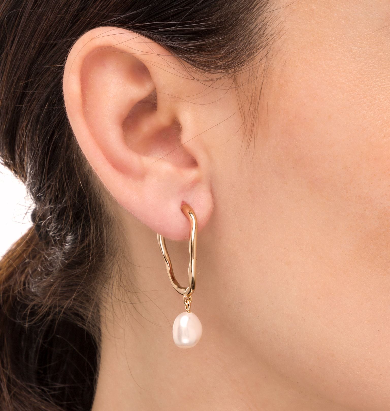 Pendientes Aro Chapados y Perlas - Imagen 2