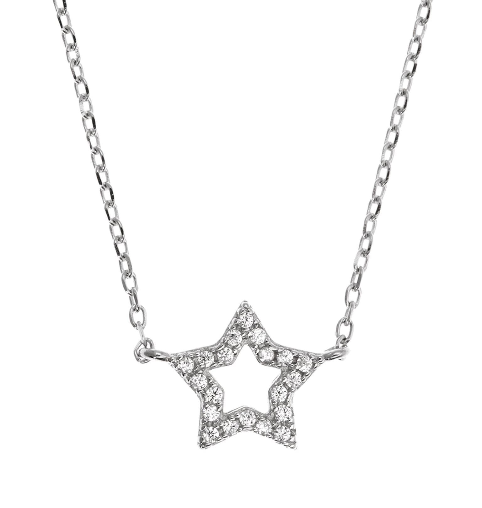 Collar Plata Rodiada Estrella con Circonitas