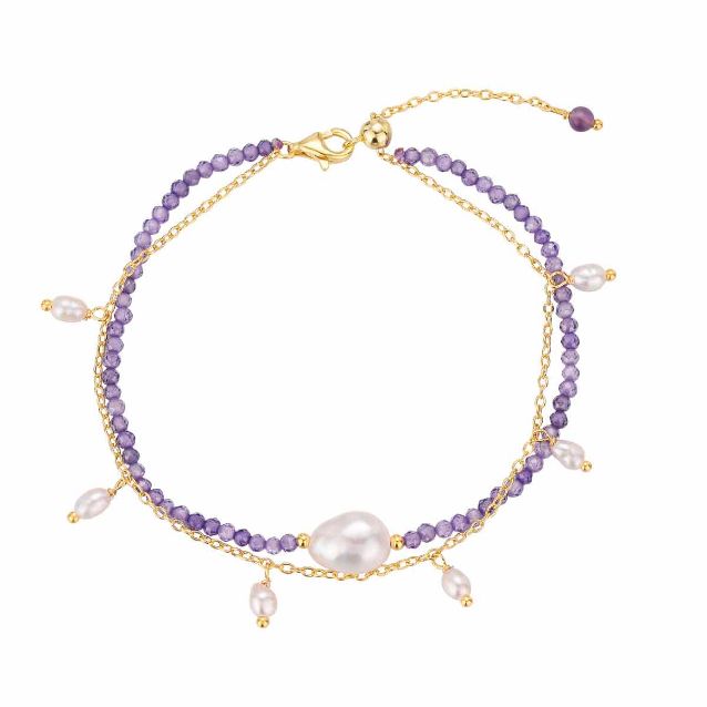 pulsera amatista y perlas