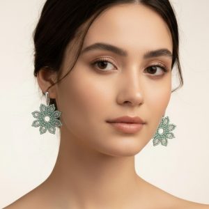pendientes flor verde