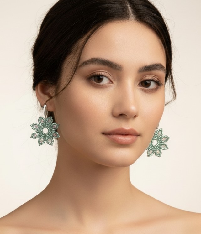 pendientes flor verde