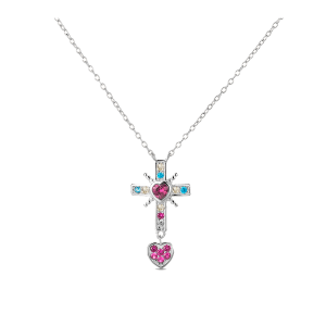 Collar Cruz Corazón Colores