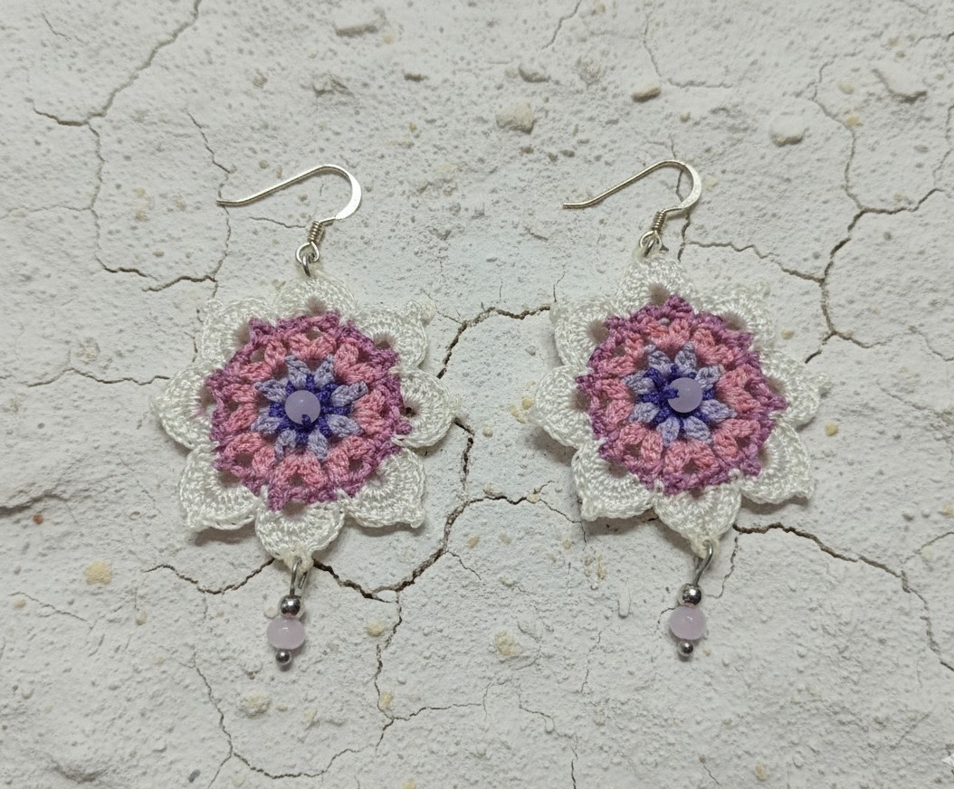 mandala earrings crochet